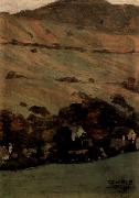 Egon Schiele Hauser vor Berghang Germany oil painting artist
